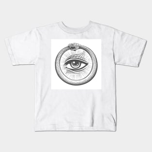 All seeing Eye Inside Ouroboros Snake Circle Kids T-Shirt